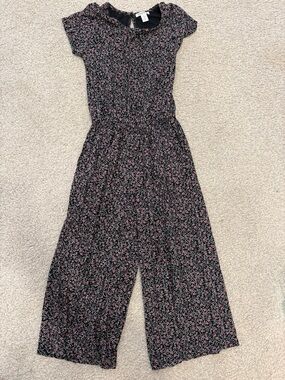 Nordstrom Black Jumpsuit with Pink Floral Print